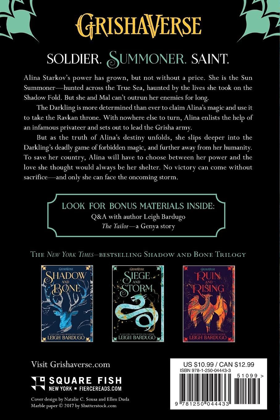 The Shadow and Bone Trilogy : Shadow and Bone, Siege and Storm, Ruin and Rising by Leigh Bardugo (Limited Edition) Book A Book